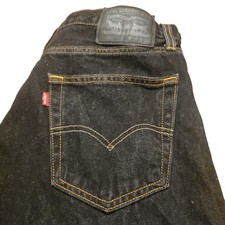 Levi  s 502 Jeans Denim Regular Taper Fit Men  s Dark Black Solid 34x32 Stretch