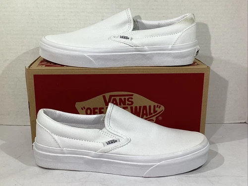 Sneakers Vans uomo taglia 5 EU 36 5 vera tela bianca classiche slip on AJ 1245
