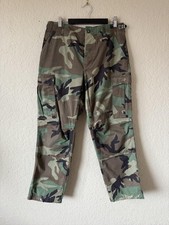 Vintage US Army BDU Pants Mens 32 Woodland Camo Cargo Button Fly 80s