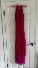 Davids Bridal Sleeveless Long Mesh Dress With Illusion Neckline Pink/Fuchsia 0