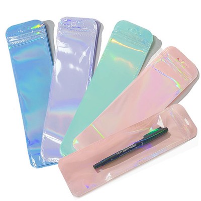 50pcs Long Holographic Bags Ziplock Pouch for Necklace Jewelry Eyeliner Pens New