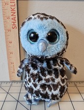 Ty Beanie Boos YAGO the Owl Soft Plush Big Blue Eyes Ty Silk 6”