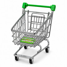 Mini Metal Shopping Cart Grocery Basket Desk Organizer Rolling Storage Cart