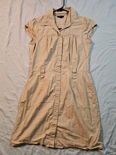 BCX Shirt Dress Tan Sleeveless Medium 97 Cotton 3 Spandex