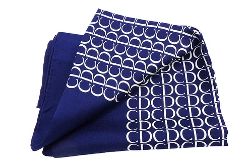 Foulard Christian Dior 78 cm 30" carré logo soie bleu marine
