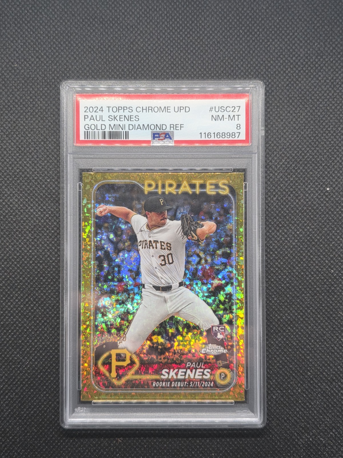 2024 Topps Chrome Update - Rookie Debut Paul Skenes Gold Mini Diamond RC Psa 8 view 1