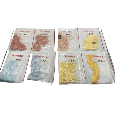 DMC Embroidery Floss Lot Pink Blue Yellow 760,758,754,745,747,775,744,743 Cotton