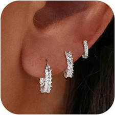 Gold/Silver Hoop Earrings for Women Trendy,14K Real Gold Plated Cute Stud Earrin