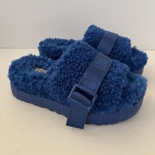 UGG Fluffita Sheepskin Platform Slipper Sandals Classic Blue Women s US Size 7