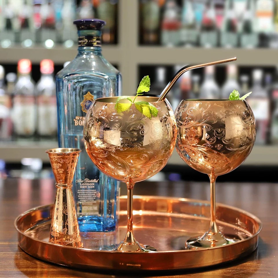 Bicchieri Da Gin, Set Di Bicchieri Da Vino Da Cocktail in Acciaio Inossidabile,  - Immagine 4 di 4