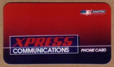 US Xpress Communications Phone Card (BC Business Card Size) 1992 Phone Card