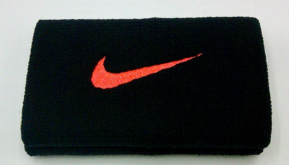 Pulseras Nike Tennis Premier Doble Anchas Adulto Negras/Hot Punch Foto 3 de 4