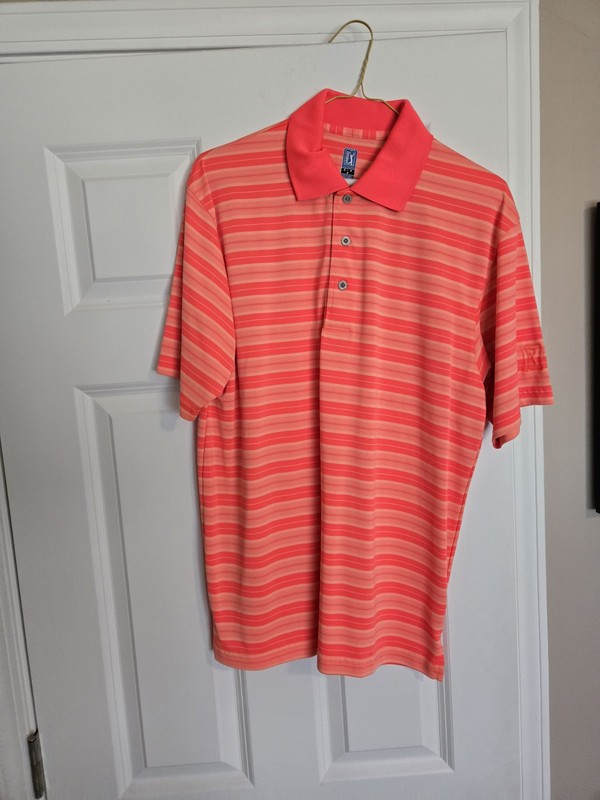 PGA Tour Men's Orange Golf Shirt Size M