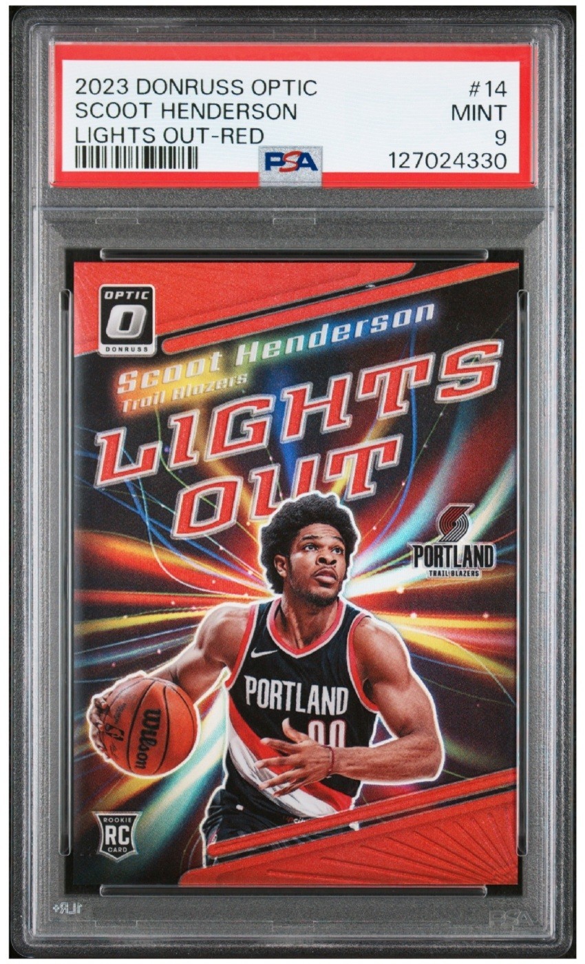 2023-24 Panini Donruss Optic - Lights Out Scoot Henderson #14 Red Prizm /99 RC