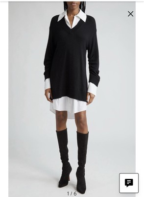 CINQ À SEPT Cinq A Sept Santina Collar Mini Dress In Black White Size XS NWT