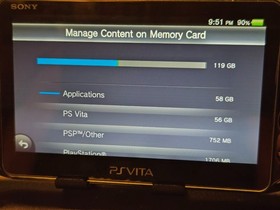 Sony PS Vita Slim PCH-2001 w/ 128GB SD2Vita Storage, Hori Grip ~ Tested ~ Bundle