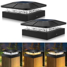 Peasur Solar Post Lights with 3 Modes, Dimmable Solar Powered Post Cap Lamp, ...