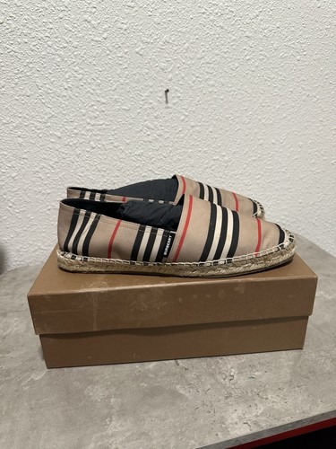Burberry Beige Icon Stripe Canvas Espadrilles Flats Größe EU40,5 UK7,5 US10 Damen - Bild 1 von 7