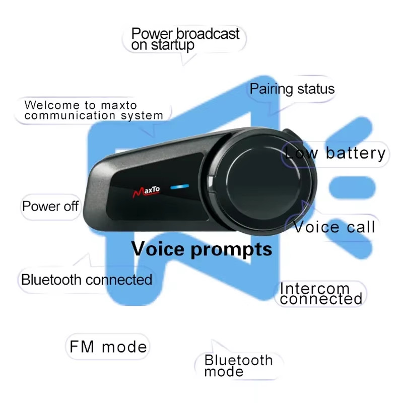 2PCS  M2 Motorcycle Helmet Bluetooth Headset Intercom 6 Riders 1000M Intercom Su