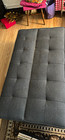 Gray Tufted Fabric Futon Sofa Bed, Convertible Folding, Solid Pattern — photo 1