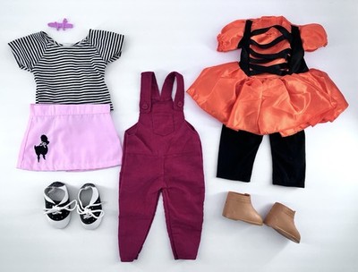 18'' Doll Clothes Fits AG OG Witch Dress 50s Poodle Skirt Corduroy Overalls Lot