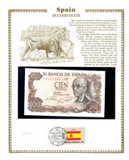 Spain 100 Pesetas 1970 P-152 UNC w/FDI UN FLAG STAMP 7R8437309