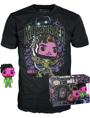 Funko Pop! Tees - Marvel What If ? Killmonger Blacklight, T-Shirt Size Large NEW