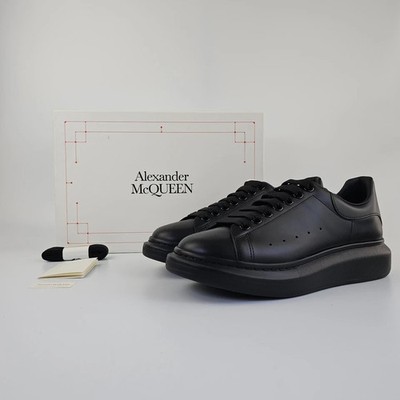 Alexander McQueen NoModel All Black Leather Sports Sneakers For Men Women