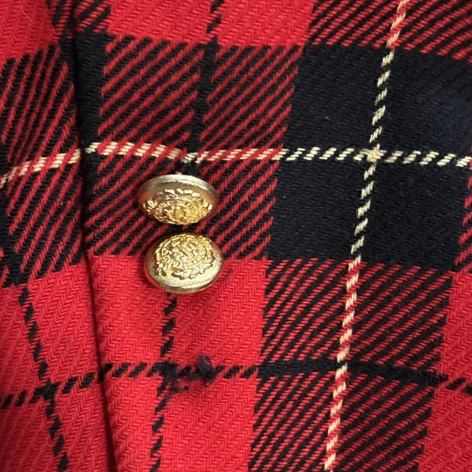 Blazer Pendleton Vintage Años 90 100% Lana Rojo Negro Tartán Cuadros Mujer’s Petite 14 Foto 4 de 4