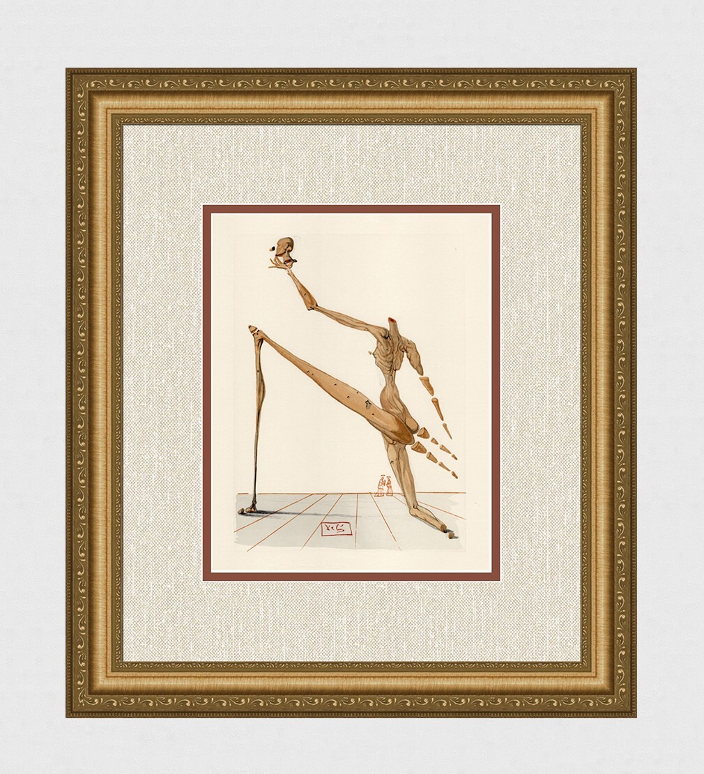 LOOK 1960 DALI Divine Comedy Woodcut BERTAN DE HORN SIGNED Framed