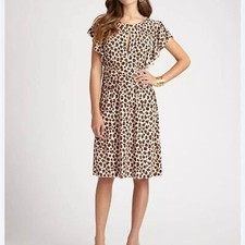 Tory Burch Women's Glady Animal Print Short Flutter Sleeve Dress
