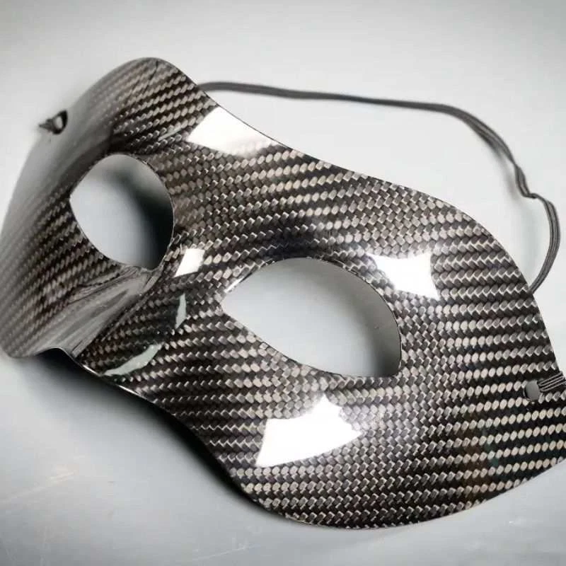 Real Carbon Fiber Full Half Face Mask Novelty Halloween Cosplay Party DIY Gift - Image 4 of 4