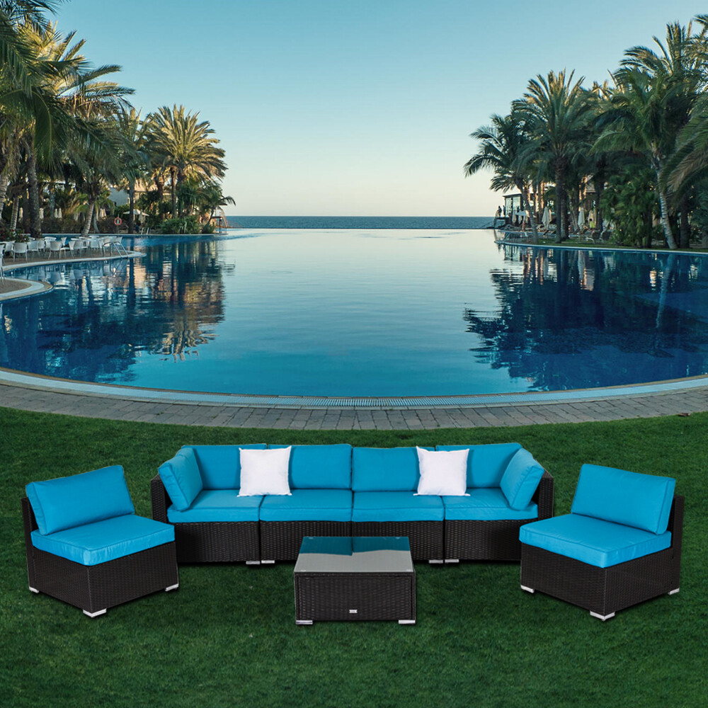 Kinbor Outdoor Rattan Wicker Patio Sectional Sofa Set With Cushions 7 Piece For Sale Online Ebay