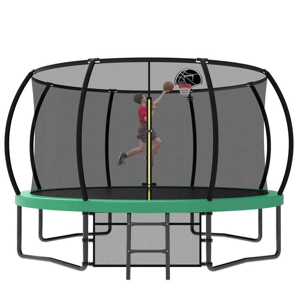 12FT Recreational Trampoline w/Safety Enclosure Net & Ladder Outdoor Trampoline - Image 2 of 4