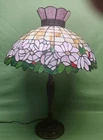Vintage Tiffany Style Table Lamp Double Socket Pull Chain