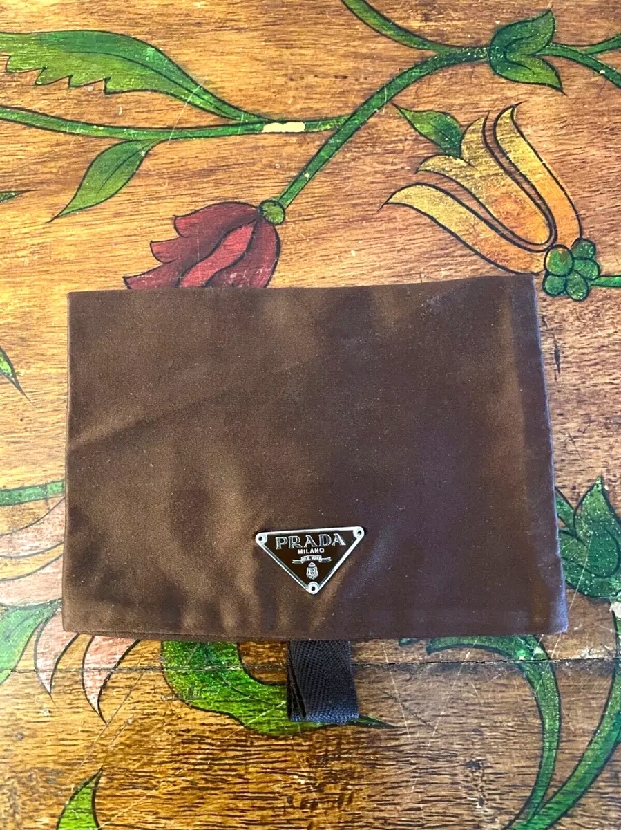 NEW PRADA RASO Mini BROWN SILK Foldover Pouch ENVELOPE Clutch