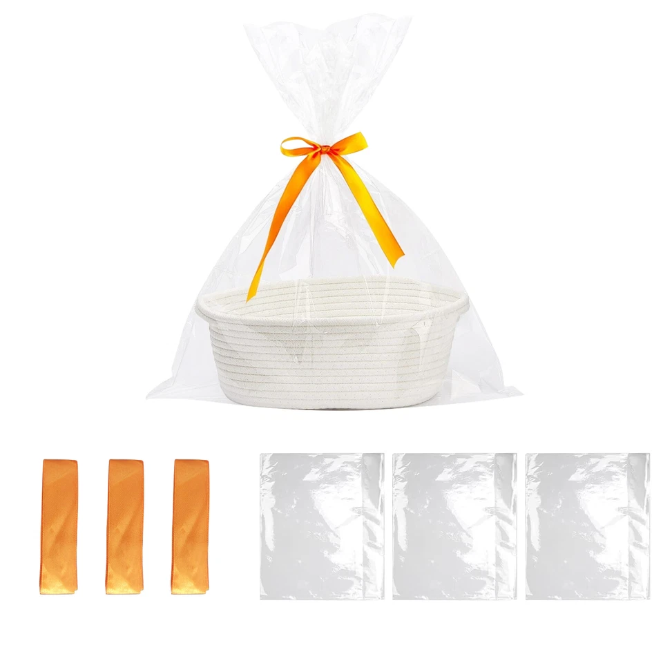 Storage Basket Fabric Storage Bowl Cotton Rope Storage Box Knitted Round Baskets - Image 2 of 4