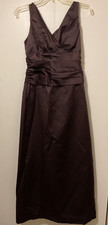 SALE DAVID  S BRIDAL Brown Satin Full Length Sleeveless Gown  - Size 8
