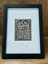 ‘Tawny Owl’- Framed Woodcut Bird By Raphael Nelson, 1940s