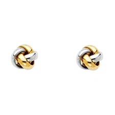 Ioka - 14K Two Tone Gold Love NUT Push Back Earrings