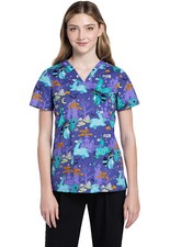 Alpacalypse Cherokee Scrubs Halloween Animal V Neck Top CK651 APYS