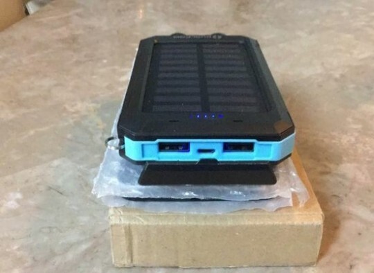 300000mah Solar Power Charger - Blue and Black DualPower Power Bank USB