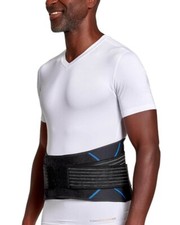 TOMMIE COPPER ADJUSTABLE COMPRESSION BACK BRACE Unisex Size S/M BLACK / BLUE