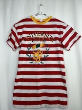 Vtg Gee Gee's by Milaca Mills Red White Striped University Club Sleep Shirt OS