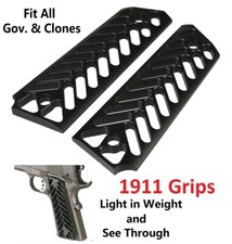 6061 T6 Anodized Black Skeleton 1911 Grips Fit Gov.  Clones Full Size