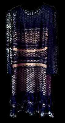 Parker Stunning Long Sleeve Black Appliqu Lace Dress Double Ruffle On Bottom L | eBay Parker Stunning Long Sleeve Black Appliqu Lace Dress Double Ruffle On Bottom L | eBay