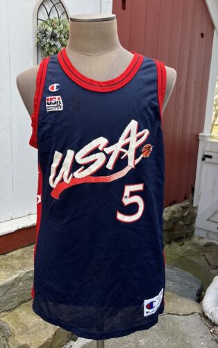Vintage Champion 90s Grant Hill Jersey #5 Team USA Size 48 Dream Team - Picture 1 of 4