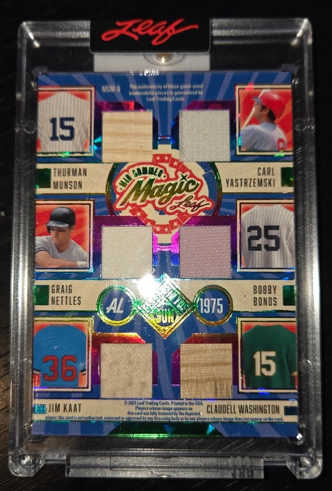 2025 LEAF SEASONS IN THE SUN 4/8 1975 12 NL/AL MORCEGOS E CAMISAS ALL-STARS - Imagem 2 de 2