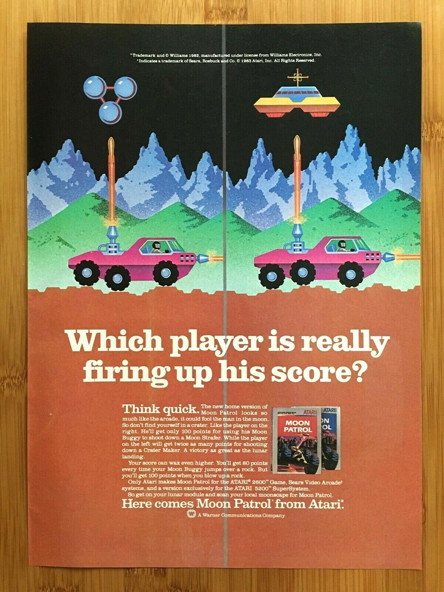 Moon Patrol Atari Commodore 64 1983 Print Ad/Poster Authentic