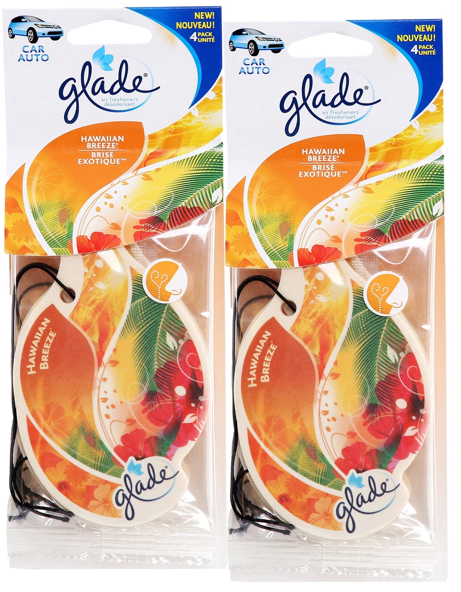 Glade Drop Shape Paper Car Air Fresheners, Hawaiian Breeze Scent, 2 Packs